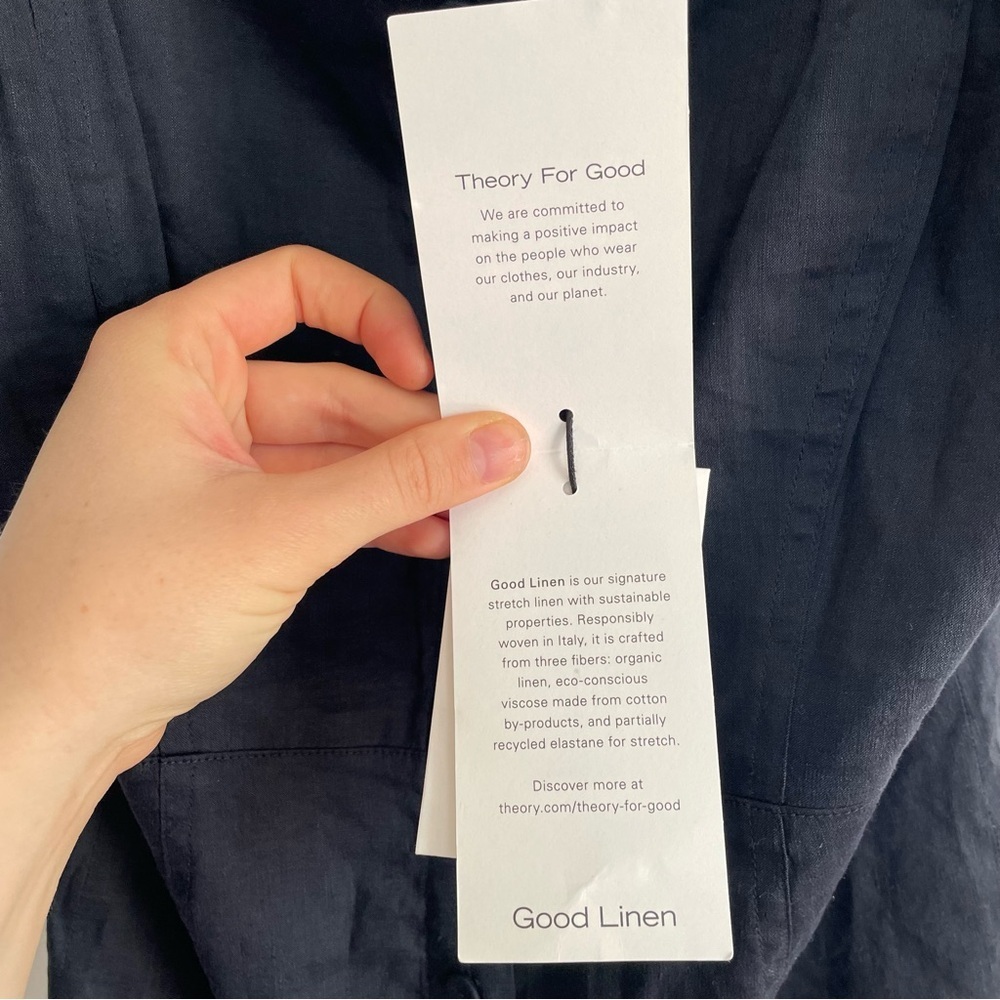 NWT Theory Kayleigh Button Front Mini Dress Navy Blue Sleeveless Linen Blend 0 - Picture 11 of 15